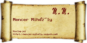 Mencer Mihály névjegykártya